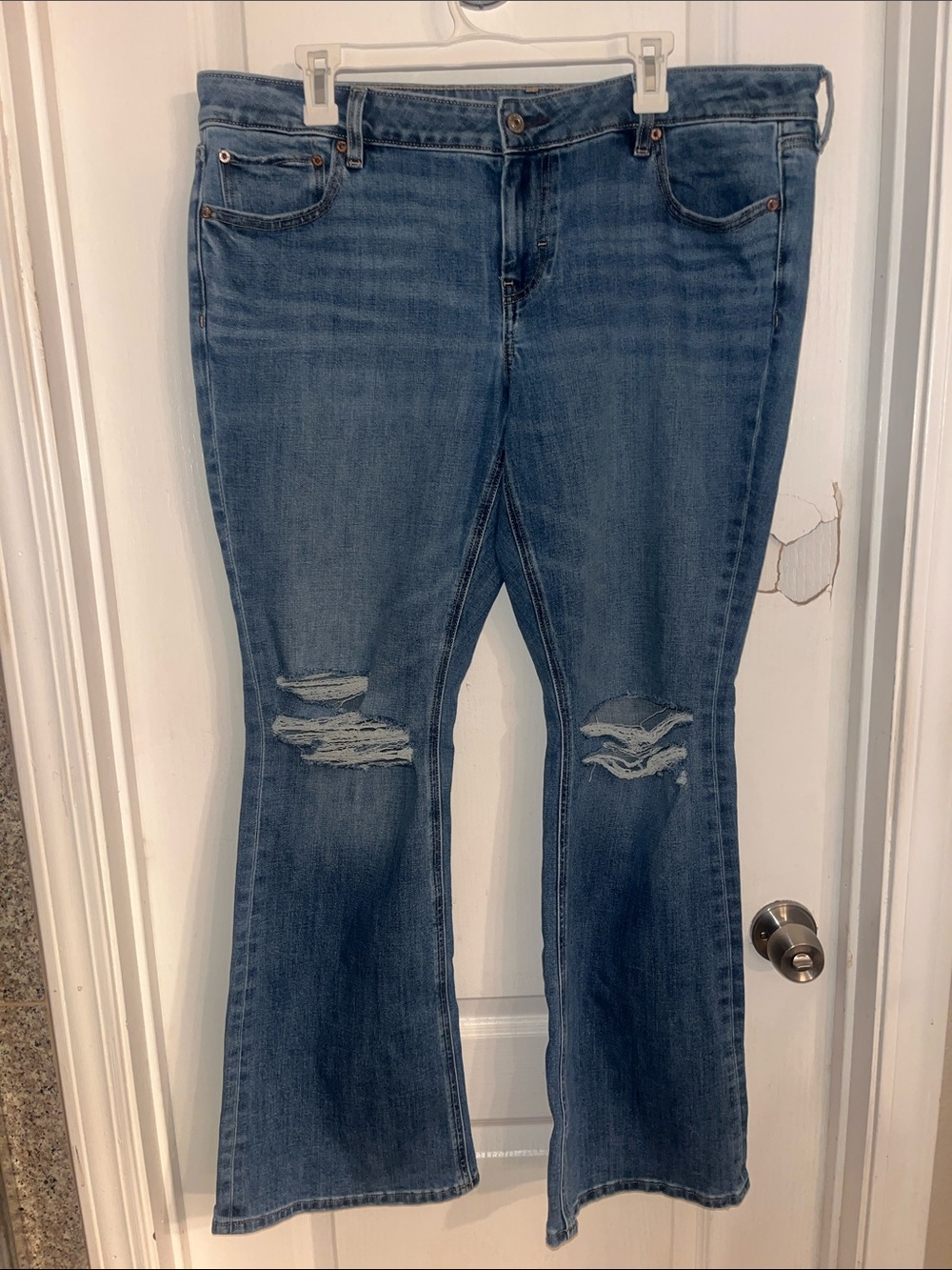 American Eagle Outfitters super low-rise kick boot jeans, size 16